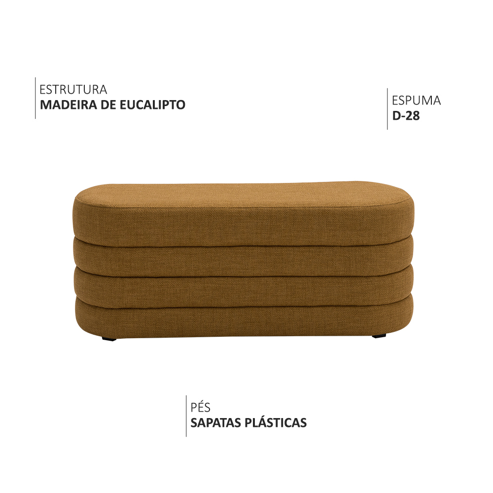 Puff Decorativo Orgânico Mid Sala de Estar Linhão Mostarda - Nexta Casa