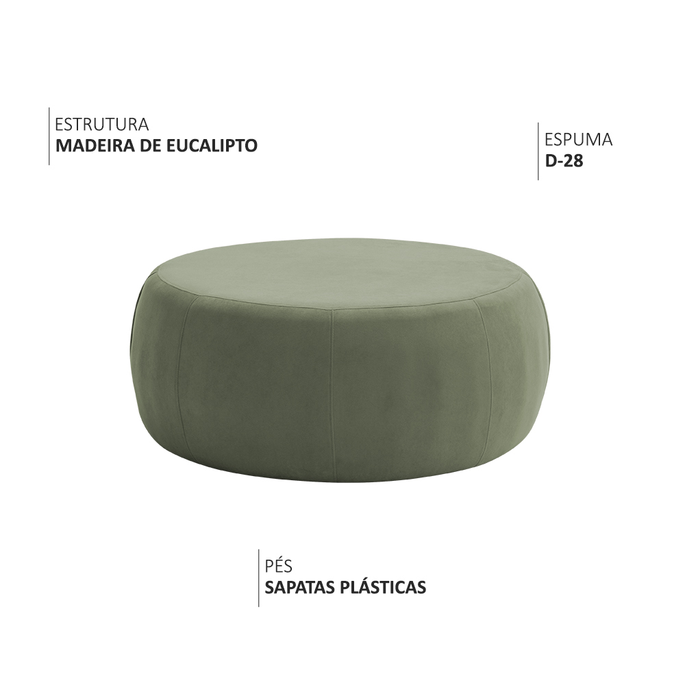 Puff Decorativo Redondo Golf 105x105cm Poliéster Verde - Nexta Casa