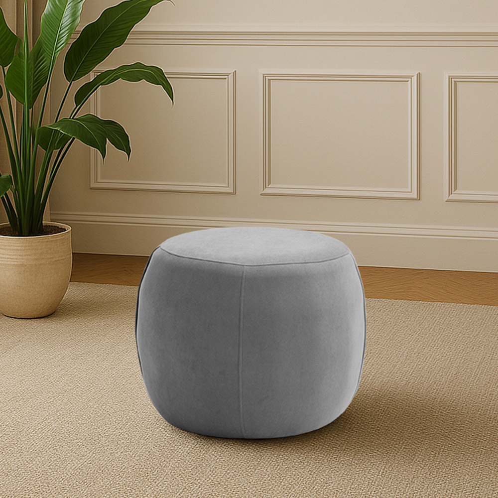 Puff Decorativo Redondo Golf 55x55cm Poliéster Cinza - Nexta Casa