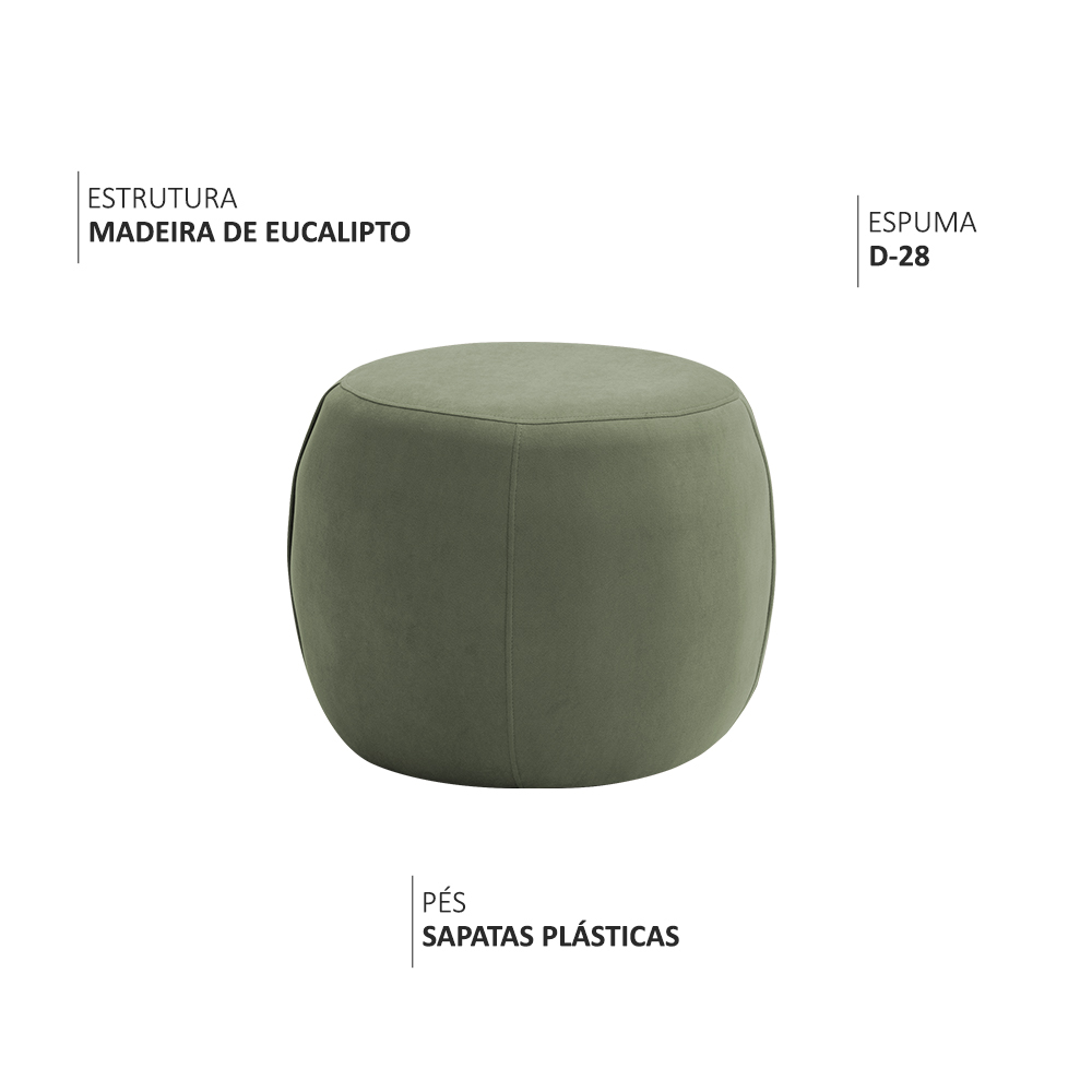 Puff Decorativo Redondo Golf 55x55cm Poliéster Verde - Nexta Casa