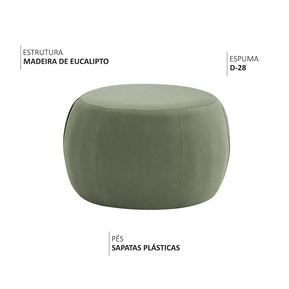 Puff Decorativo Redondo Golf 70x70cm Poliéster Verde - Nexta Casa