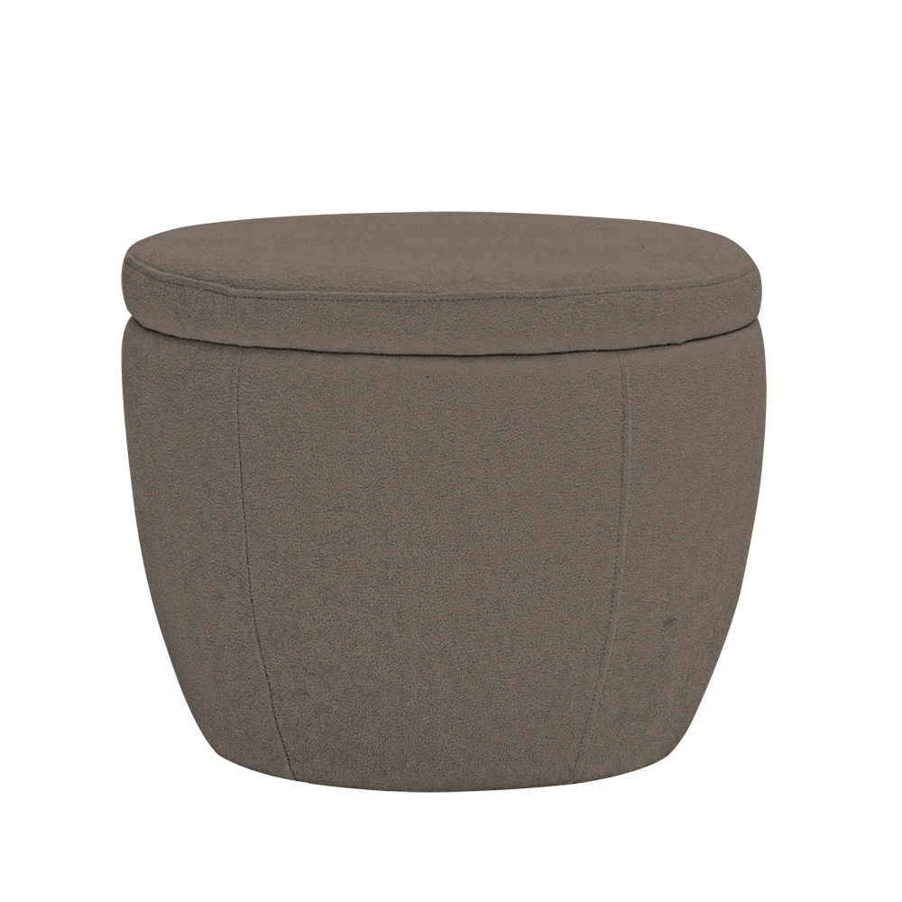Puff Decorativo Redondo Kaira Bouclé Marrom - Nexta Casa