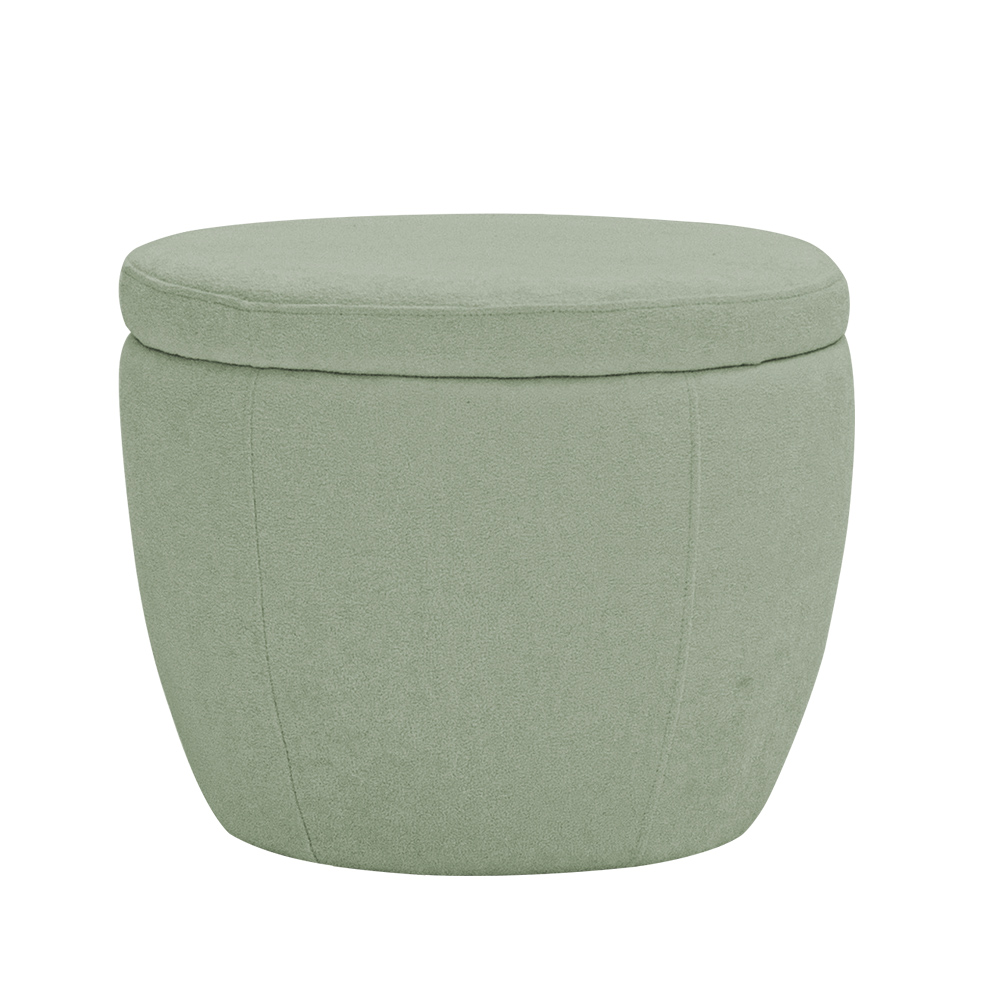 Puff Decorativo Redondo Kaira Bouclé Verde Claro - Nexta Casa