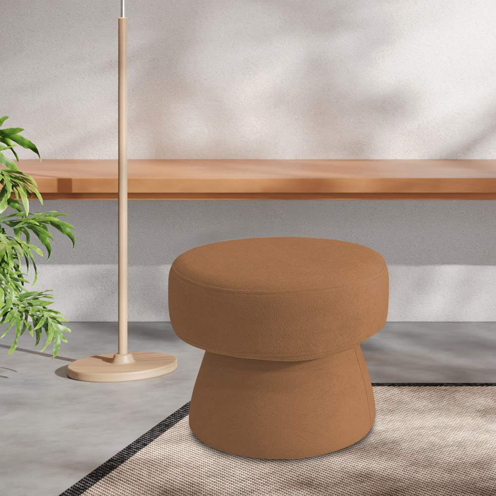 Puff Decorativo Redondo Liz Sala de Estar Bouclé Terracota - Nexta Casa