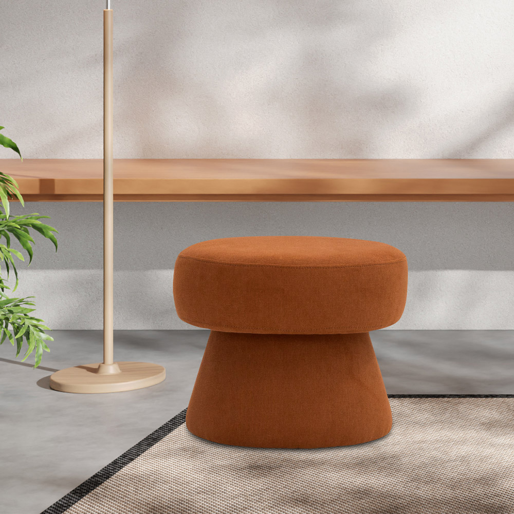 Puff Decorativo Redondo Liz Sala de Estar Linho Terracota - Nexta Casa