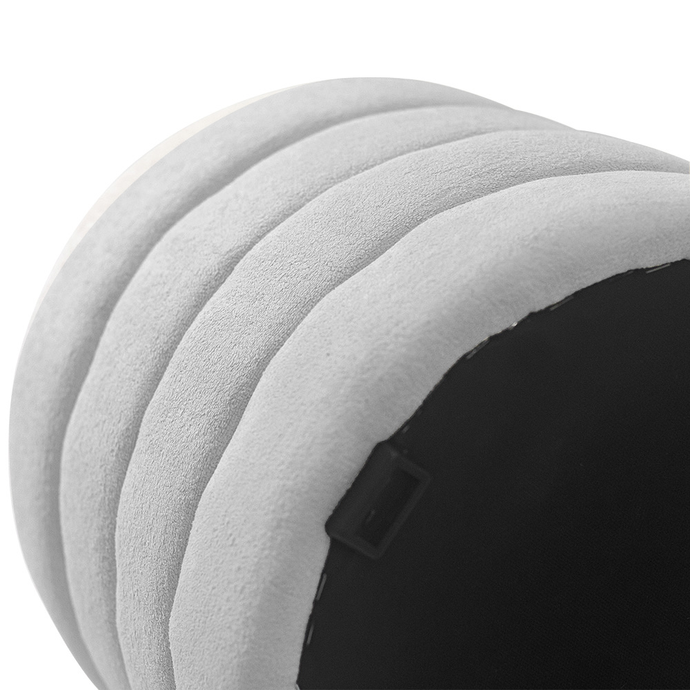 Puff Decorativo Redondo Mid Bouclé Cinza Claro - Nexta Casa