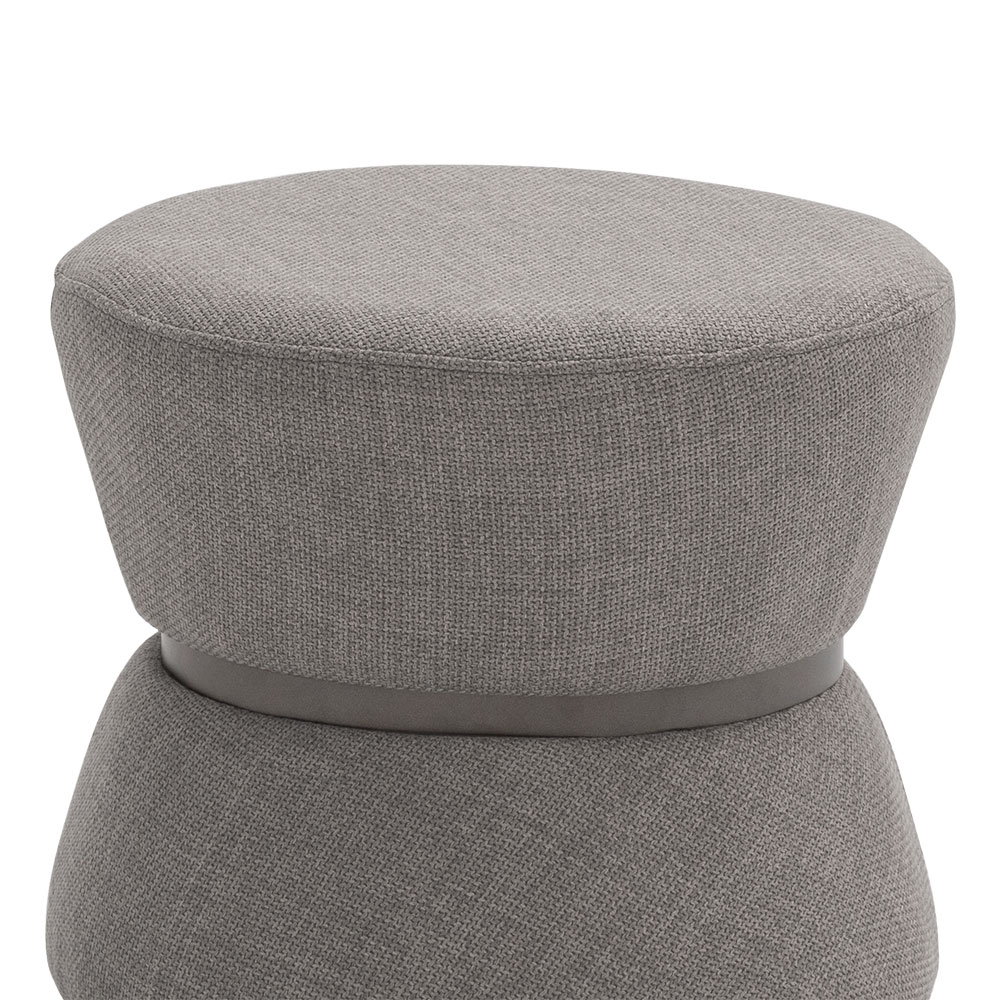 Puff Decorativo Redondo Zoy 45cm Cinto em Aço Titânio Linho Cinza - Nexta Casa