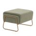 Puff Decorativo Sala de Estar Zara Base Aço Ouro Fosco Linho Verde - Nexta Casa