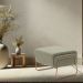 Puff Decorativo Sala de Estar Zara Base Aço Ouro Fosco Linho Verde - Nexta Casa