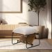 Puff Decorativo Turim Base Aço Preto Recouro Camel Linho Off White - Nexta Casa