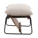 Puff Decorativo Turim Base Aço Preto Recouro Camel Linho Off White - Nexta Casa