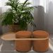 Puff Lynce com Mesa Auxiliar Aro Ouro Fosco Veludo Terracota - Nexta Casa