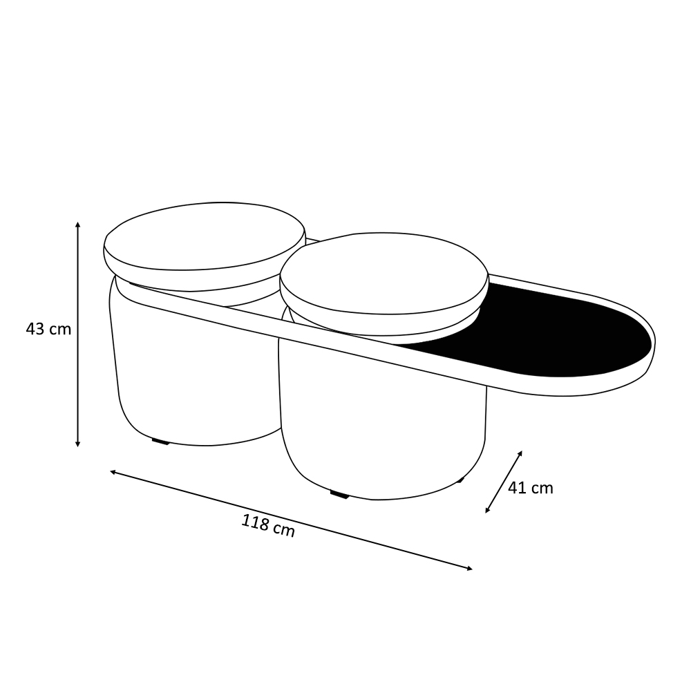 Puff Lynce com Mesa Auxiliar Aro Ouro Fosco Veludo Terracota - Nexta Casa