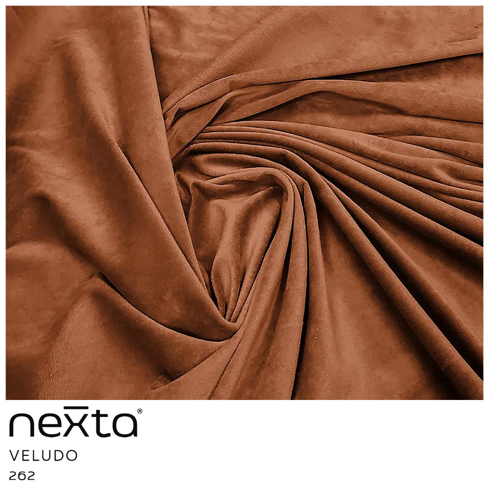 Puff Lynce com Mesa Auxiliar Aro Ouro Fosco Veludo Terracota - Nexta Casa