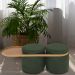 Puff Lynce com Mesa Auxiliar Aro Ouro Fosco Veludo Verde - Nexta Casa