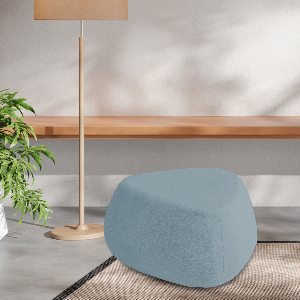 Puff Orgânico Decorativo 75cm Orbis Bouclé Azul Claro - Nexta Casa