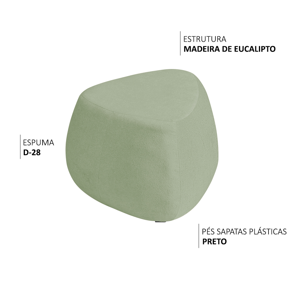 Puff Orgânico Decorativo 75cm Orbis Bouclé Verde Claro - Nexta Casa