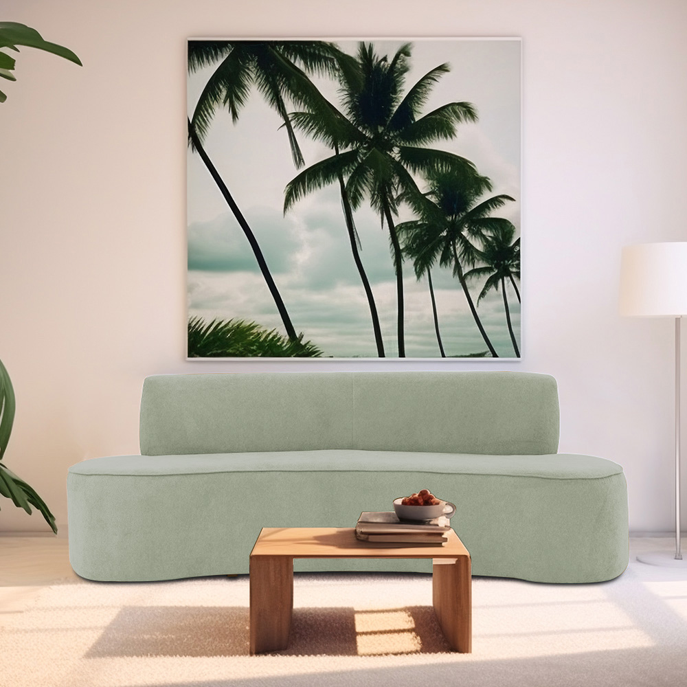 Sofá 03 Lugares 180cm Mônaco Poliéster Verde Claro - Nexta Casa