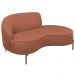 Sofá Curvo 02 Lugares 150cm Braço Direito Thommy Pés Ouro Fosco Linho Coral - Nexta Casa