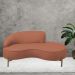 Sofá Curvo 02 Lugares 150cm Braço Direito Thommy Pés Ouro Fosco Linho Coral - Nexta Casa