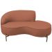 Sofá Curvo 02 Lugares 150cm Braço Direito Thommy Pés Ouro Fosco Linho Coral - Nexta Casa