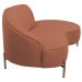 Sofá Curvo 02 Lugares 150cm Braço Direito Thommy Pés Ouro Fosco Linho Coral - Nexta Casa