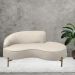 Sofá Curvo 02 Lugares 150cm Braço Direito Thommy Pés Ouro Fosco Linho Off White - Nexta Casa