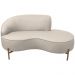 Sofá Curvo 02 Lugares 150cm Braço Direito Thommy Pés Ouro Fosco Linho Off White - Nexta Casa