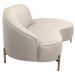 Sofá Curvo 02 Lugares 150cm Braço Direito Thommy Pés Ouro Fosco Linho Off White - Nexta Casa