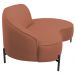 Sofá Curvo 02 Lugares 150cm Braço Direito Thommy Pés Preto Fosco Linho Coral - Nexta Casa