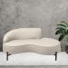 Sofá Curvo 02 Lugares 150cm Braço Direito Thommy Pés Preto Fosco Linho Off White - Nexta Casa