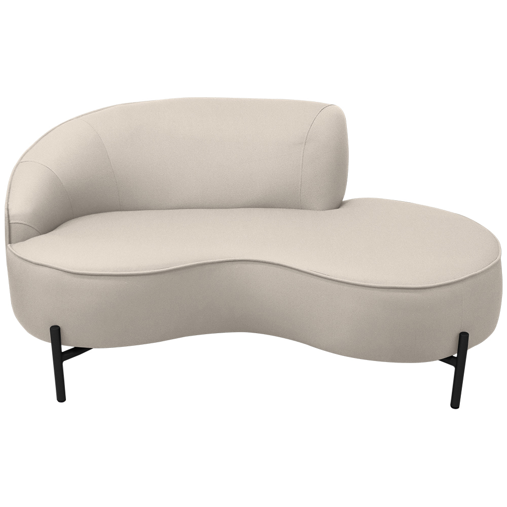 Sofá Curvo 02 Lugares 150cm Braço Direito Thommy Pés Preto Fosco Linho Off White - Nexta Casa