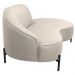 Sofá Curvo 02 Lugares 150cm Braço Direito Thommy Pés Preto Fosco Linho Off White - Nexta Casa