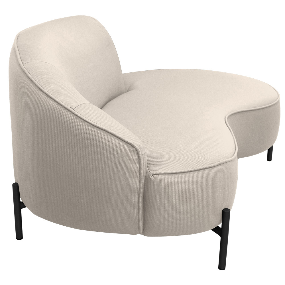 Sofá Curvo 02 Lugares 150cm Braço Direito Thommy Pés Preto Fosco Linho Off White - Nexta Casa