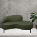Sofá Curvo 02 Lugares 150cm Braço Direito Thommy Pés Preto Fosco Linho Verde - Nexta Casa