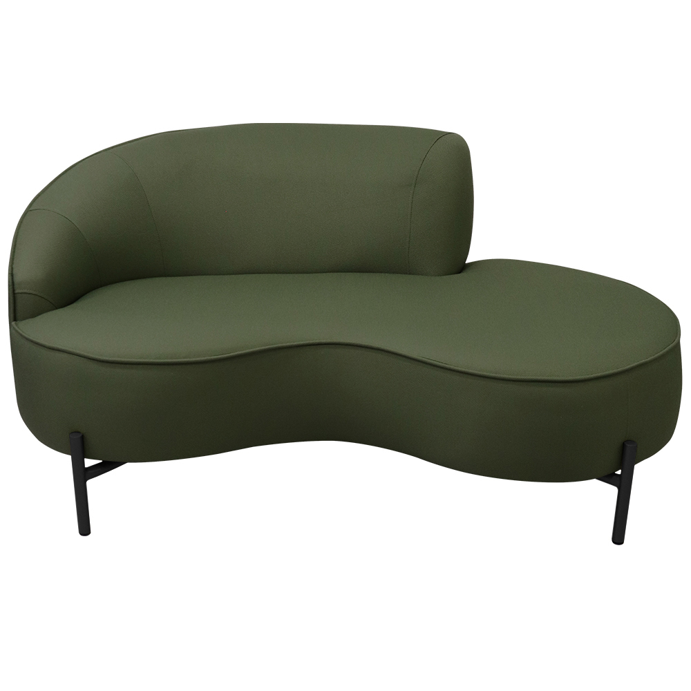Sofá Curvo 02 Lugares 150cm Braço Direito Thommy Pés Preto Fosco Linho Verde - Nexta Casa