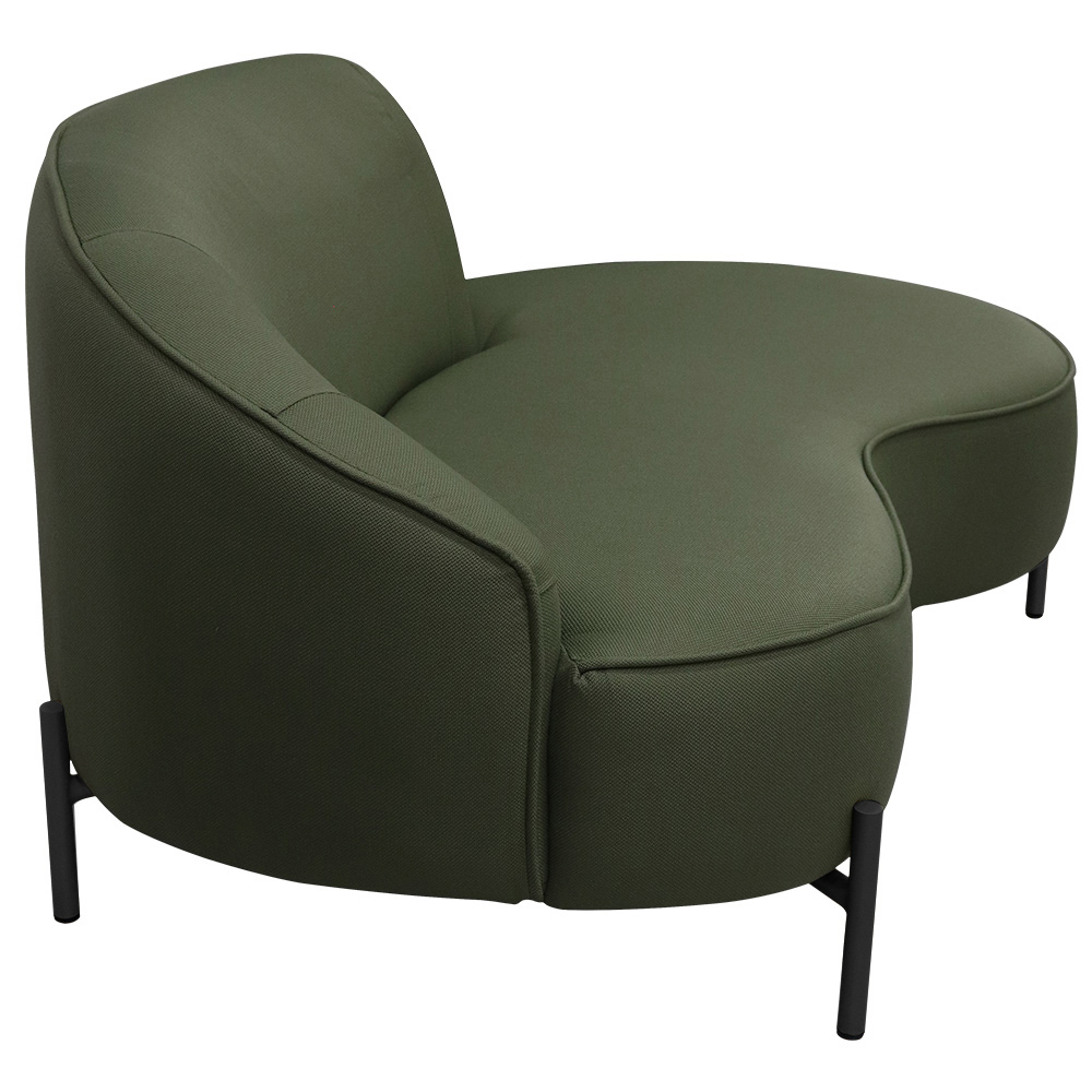 Sofá Curvo 02 Lugares 150cm Braço Direito Thommy Pés Preto Fosco Linho Verde - Nexta Casa