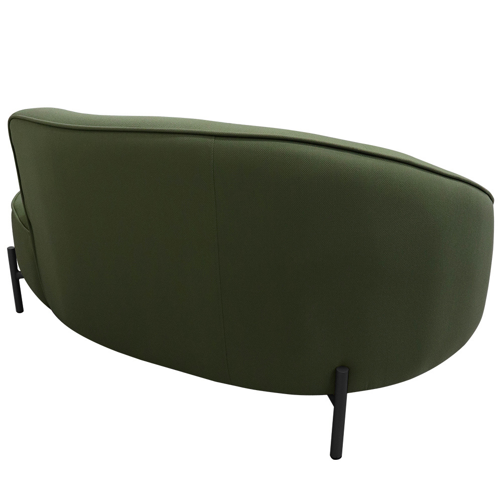 Sofá Curvo 02 Lugares 150cm Braço Direito Thommy Pés Preto Fosco Linho Verde - Nexta Casa
