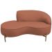 Sofá Curvo 02 Lugares 150cm Braço Esquerdo Thommy Pés Ouro Fosco Linho Coral - Nexta Casa