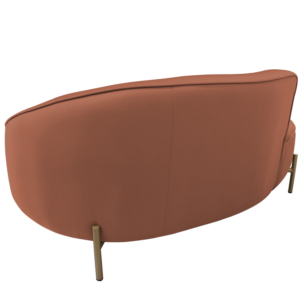 Sofá Curvo 02 Lugares 150cm Braço Esquerdo Thommy Pés Ouro Fosco Linho Coral - Nexta Casa