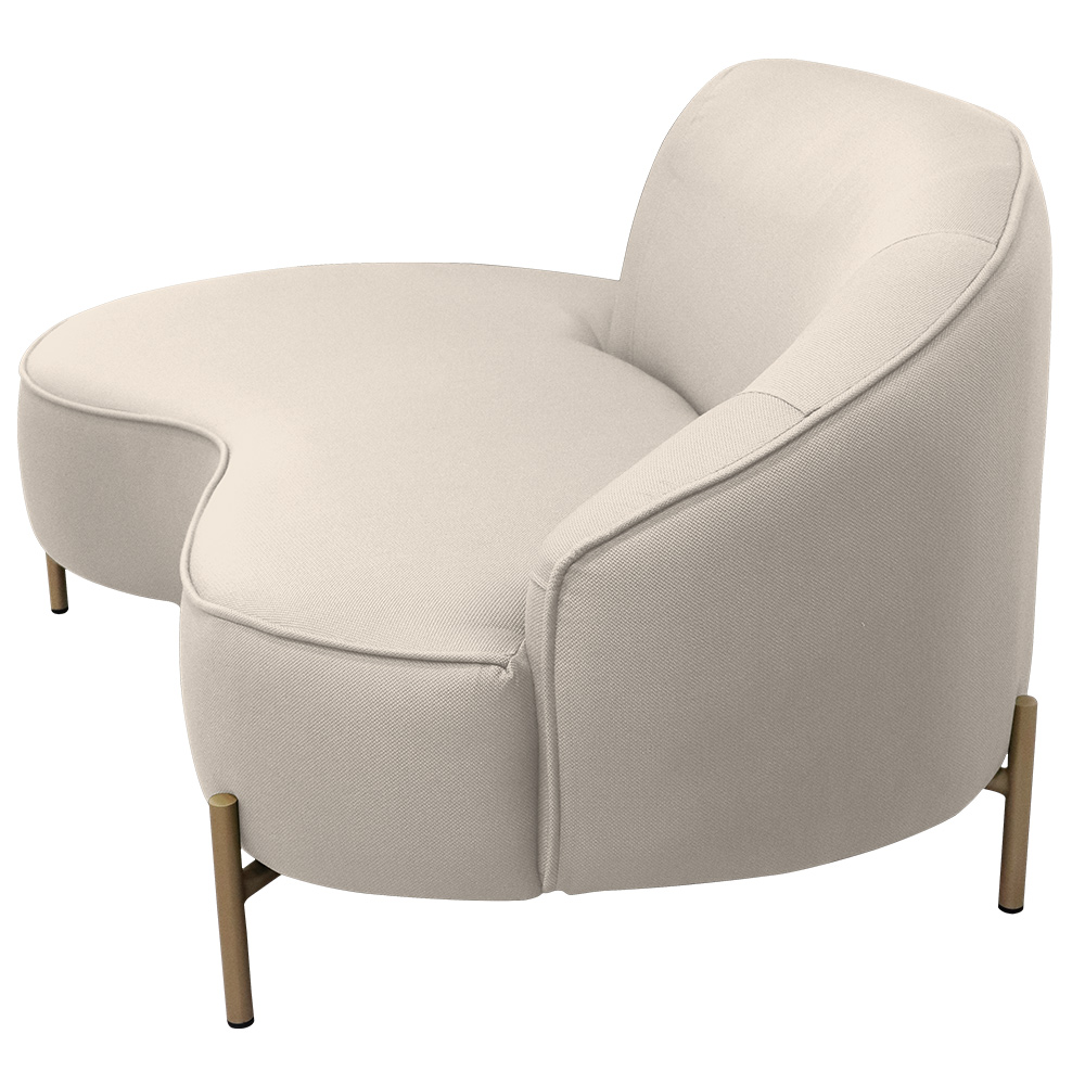 Sofá Curvo 02 Lugares 150cm Braço Esquerdo Thommy Pés Ouro Fosco Linho Off White - Nexta Casa