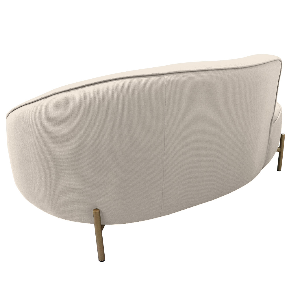 Sofá Curvo 02 Lugares 150cm Braço Esquerdo Thommy Pés Ouro Fosco Linho Off White - Nexta Casa