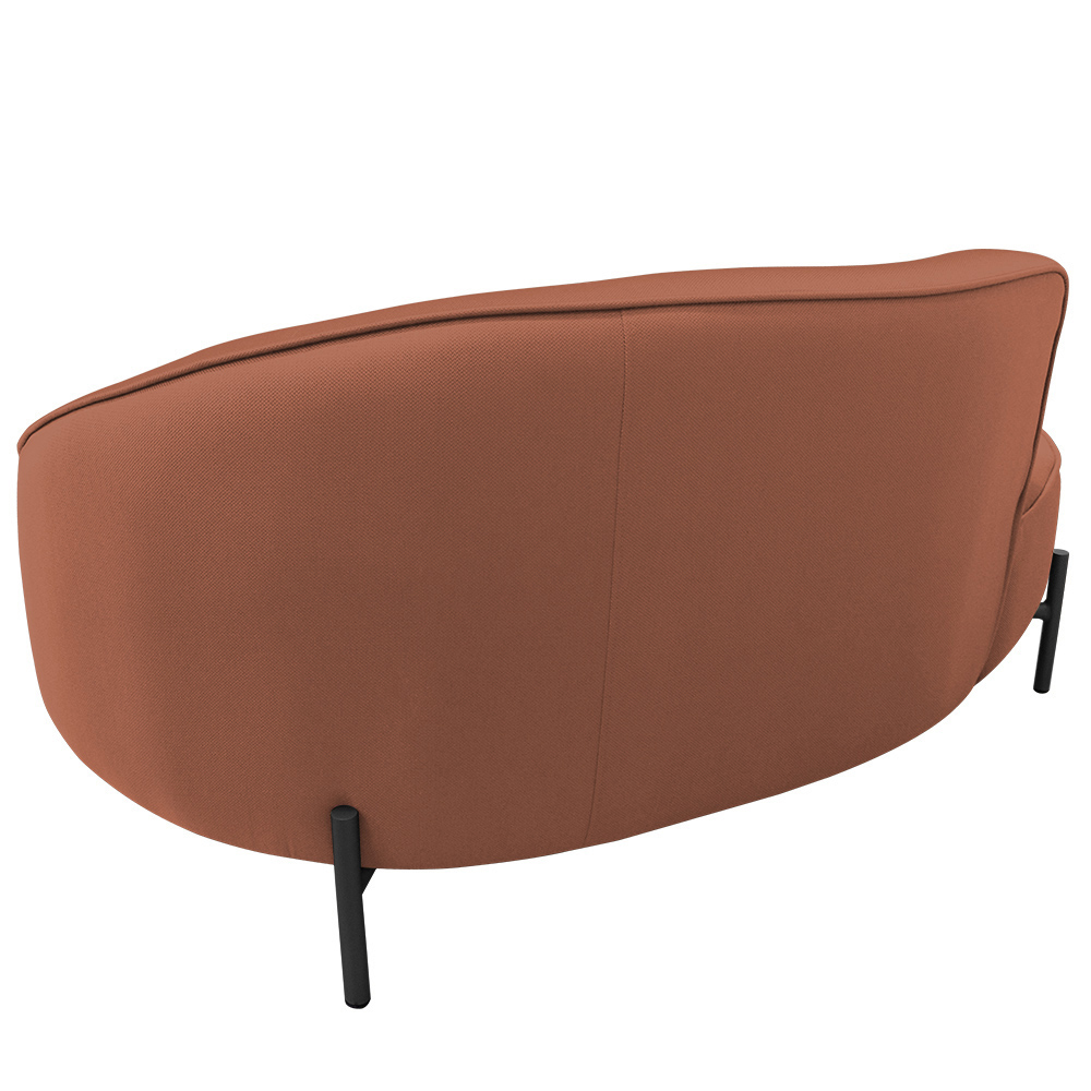 Sofá Curvo 02 Lugares 150cm Braço Esquerdo Thommy Pés Preto Fosco Linho Coral - Nexta Casa