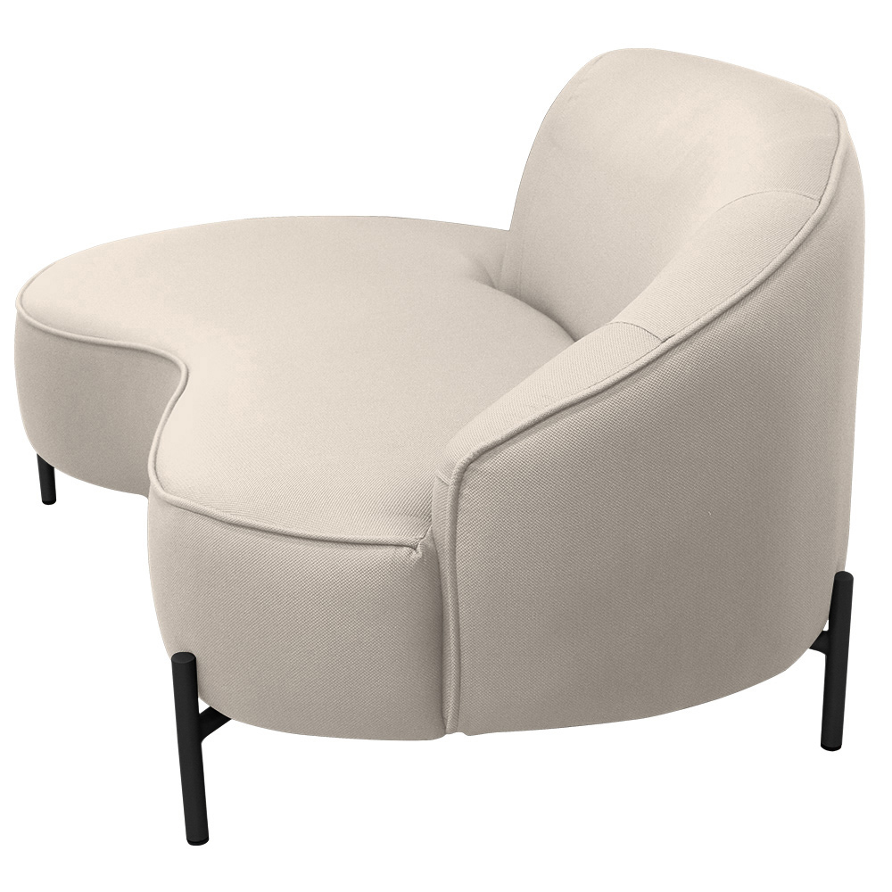 Sofá Curvo 02 Lugares 150cm Braço Esquerdo Thommy Pés Preto Fosco Linho Off White - Nexta Casa
