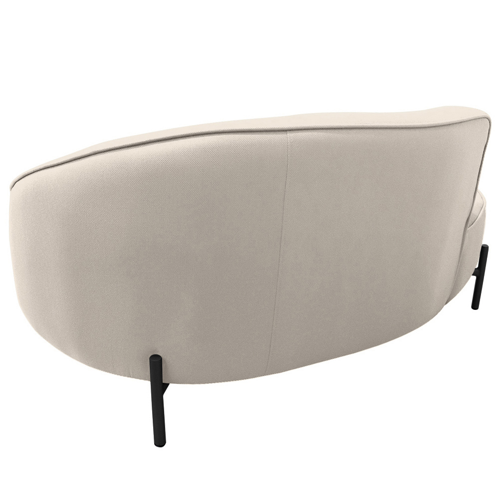 Sofá Curvo 02 Lugares 150cm Braço Esquerdo Thommy Pés Preto Fosco Linho Off White - Nexta Casa