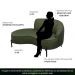 Sofá Curvo 02 Lugares 150cm Braço Esquerdo Thommy Pés Preto Fosco Linho Verde - Nexta Casa