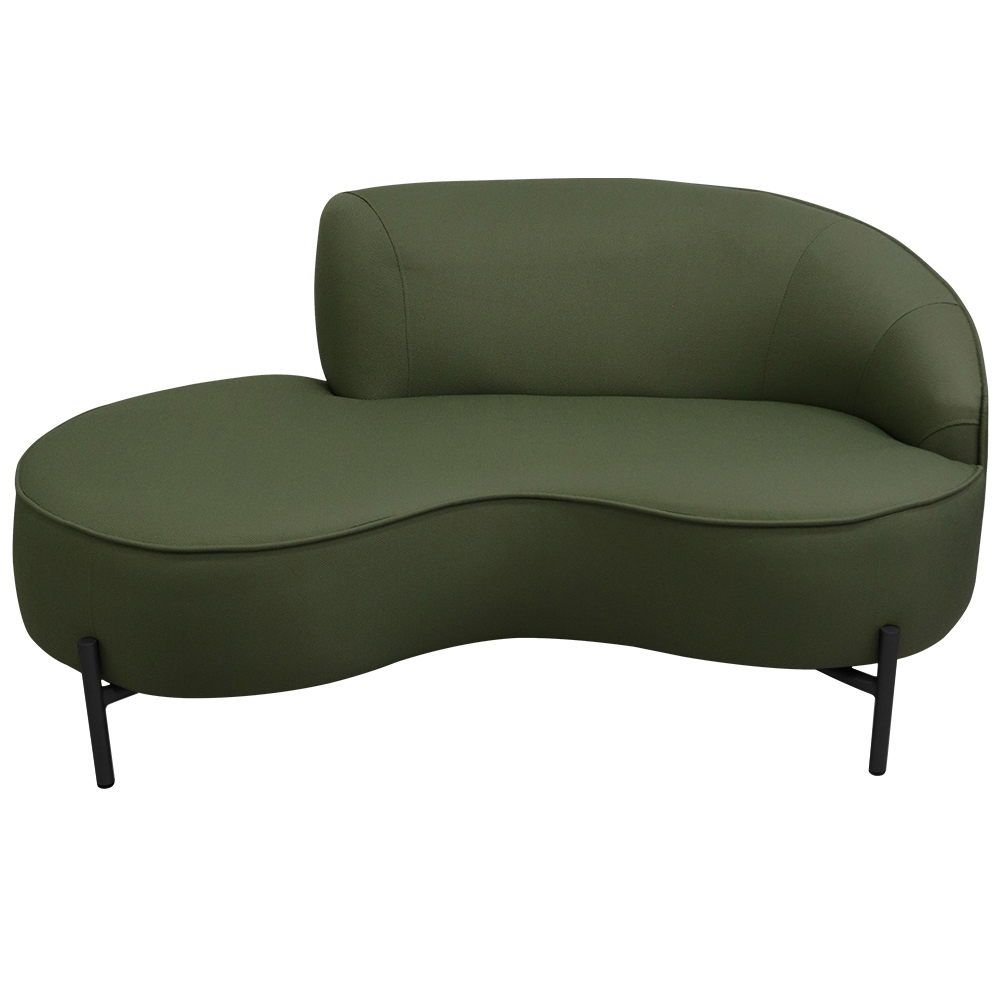 Sofá Curvo 02 Lugares 150cm Braço Esquerdo Thommy Pés Preto Fosco Linho Verde - Nexta Casa