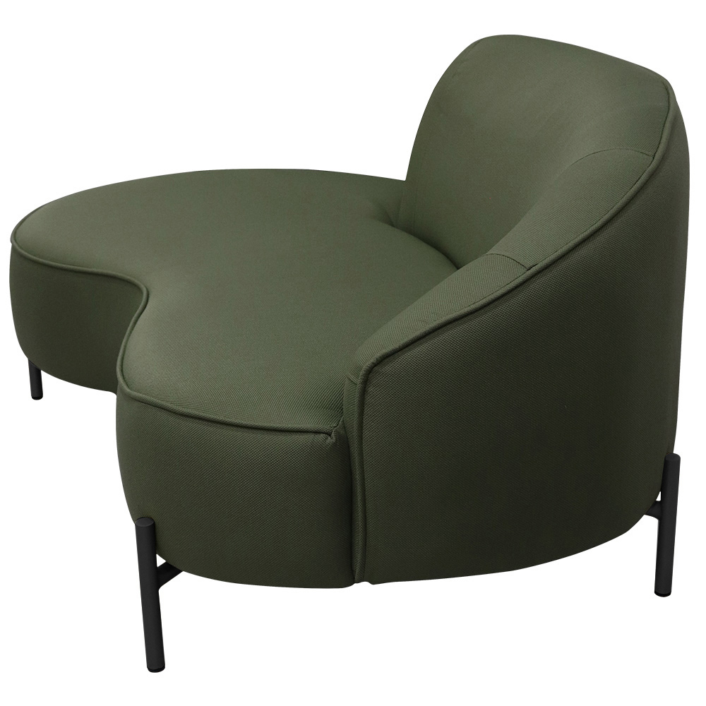 Sofá Curvo 02 Lugares 150cm Braço Esquerdo Thommy Pés Preto Fosco Linho Verde - Nexta Casa