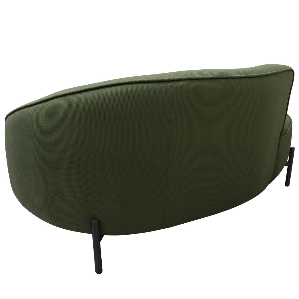 Sofá Curvo 02 Lugares 150cm Braço Esquerdo Thommy Pés Preto Fosco Linho Verde - Nexta Casa