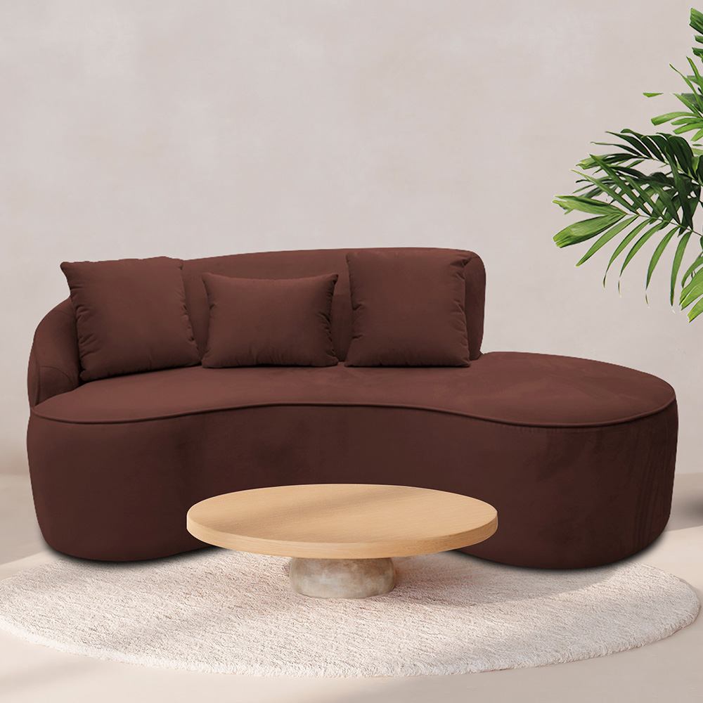 Sofá Curvo 02 Lugares 150cm Eron Braço Direito Veludo Terracota - Nexta Casa